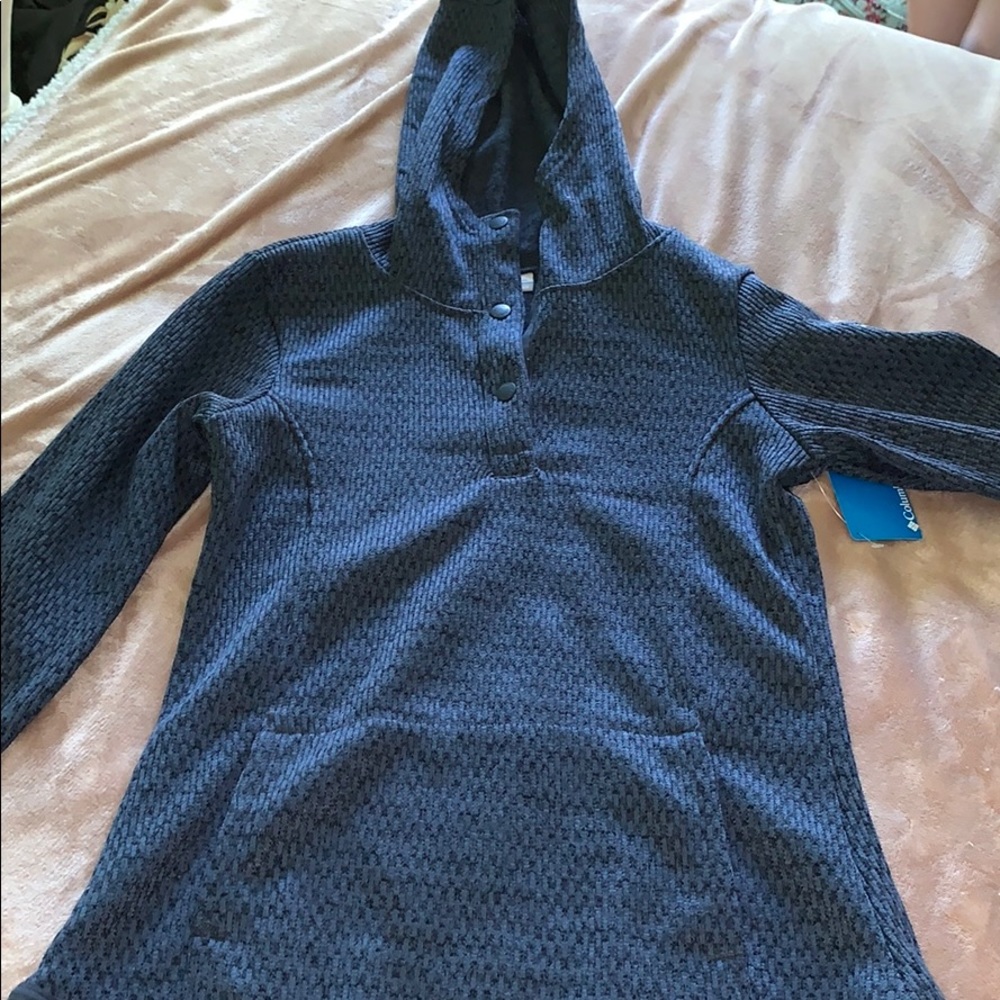 blue jacket with hood